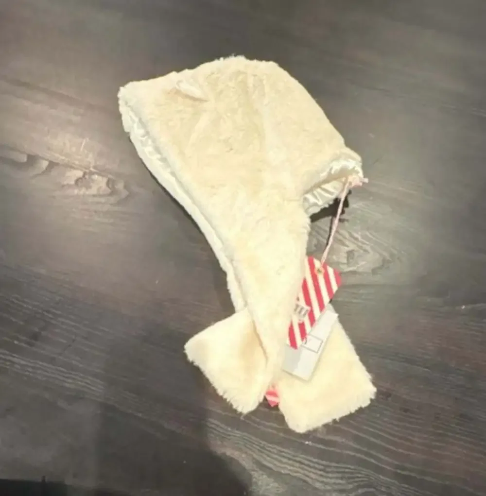 Billieblush Cream Faux Fur Hooded Scarf with Ears